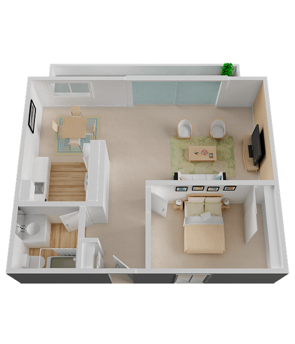 One Bedroom Floor Plan One Bedroom Floor Plan at Diablo Pointe, in Walnut Creek, CA