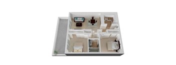 Two Bedroom A Floorplan with 895 Sq. Ft. at Oak Pointe, Fremont, 94538