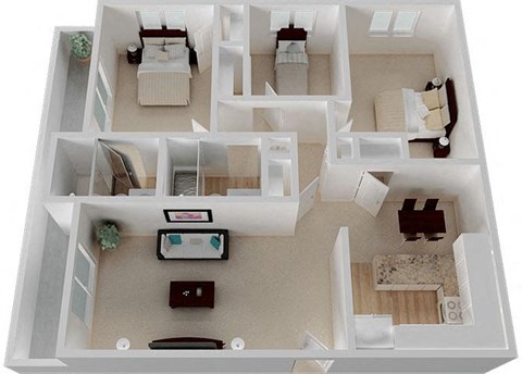 Three Bedroom C Floorplan with 1195 Sq. Ft. at Oak Pointe, Fremont, CA