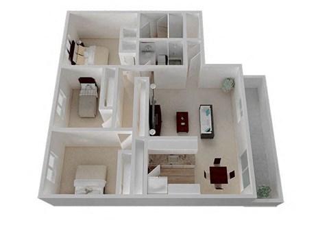 Three Bedroom B Floorplan with 1195 Sq. Ft. at Oak Pointe, Fremont, CA, 94538