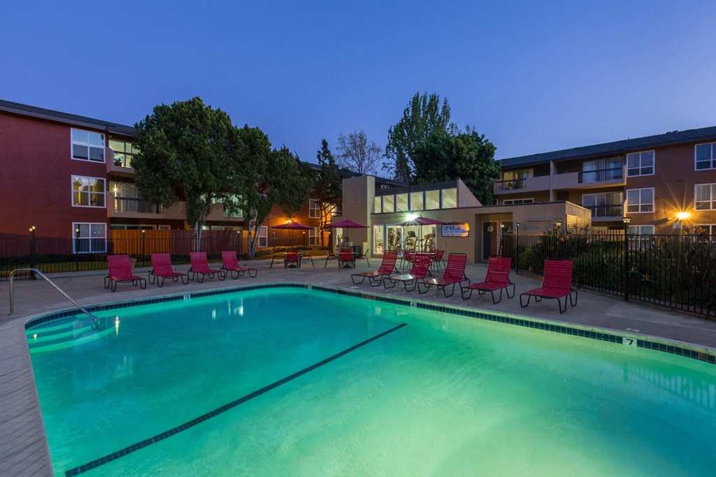 Night Pool View at Carriage House, Fremont, CA 94536