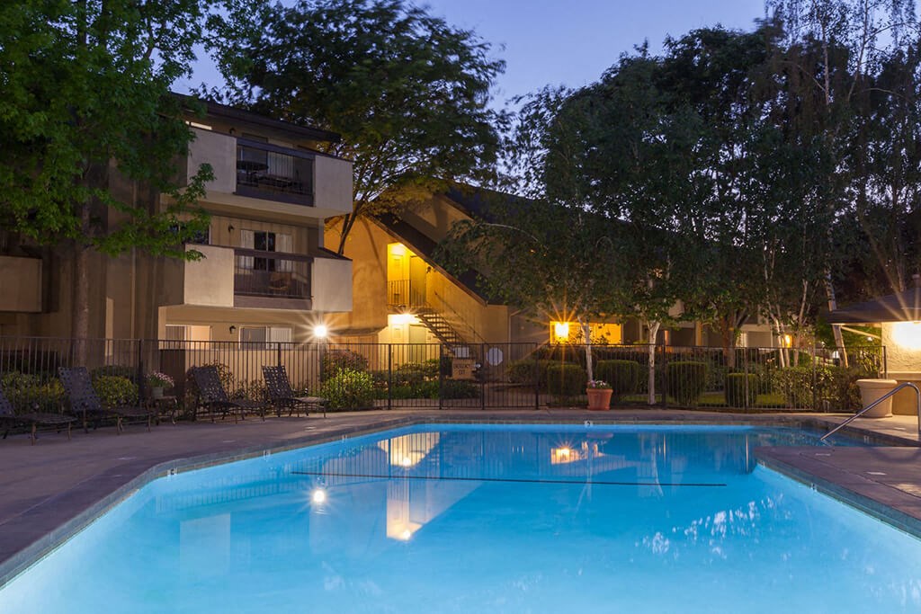 Night View Of Pool at Carrington Apartments, California, 94538