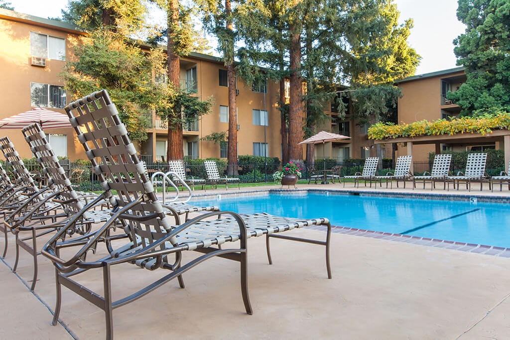 Poolside Relaxing Area at The Monterey, San Jose, CA, 95117