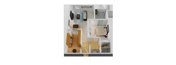 One Bed, One Bath Floorplan with Closed Kitchen with 720 Sq. Ft. at Castlewood Apartments in Walnut Creek,CA