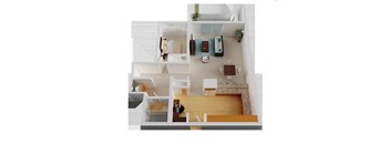 One Bed, One Bath Floorplan with 720 Sq. Ft. at Castlewood Apartments in Walnut Creek,CA