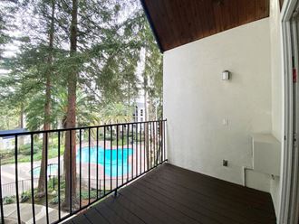 Balcony view overlooking the swimming pool Balcony view overlooking the swimming pool at Castlewood, Walnut Creek, CA - Photo Gallery