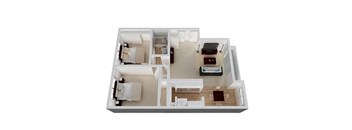 Two_Bedroom Floor Plan with 895 Sq. Ft. at Oak Pointe, California