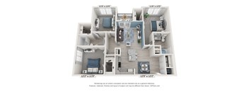 Type-3 Floor Plan at 198 Milltown Apartments, North Carolina, 27215