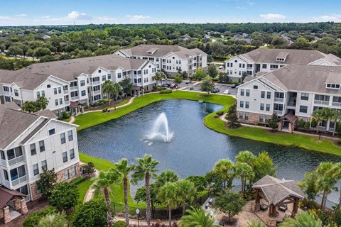 fountain in a pond at Terraces at Town Center, Florida