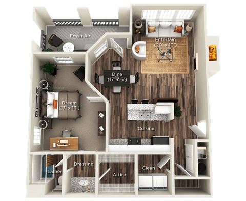 RETREAT Floor Plan RETREAT Floor Plan at WildForest Apartments, Birmingham