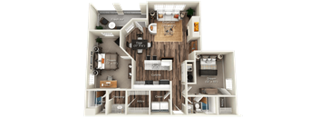 RIDGE Floor Plan at WildForest Apartments, Birmingham, AL, 35209