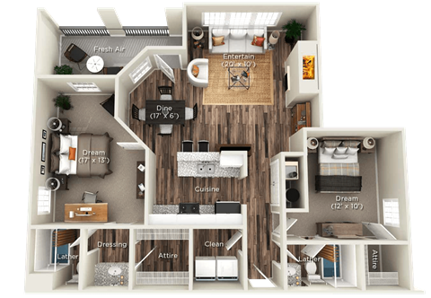 RIDGE Floor Plan RIDGE Floor Plan at WildForest Apartments, Birmingham, AL, 35209