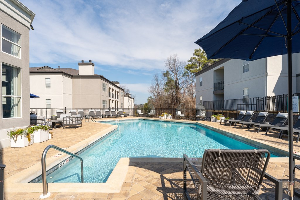 resort style pool and lounge chairs at WildForest Apartments, Birmingham, 35209