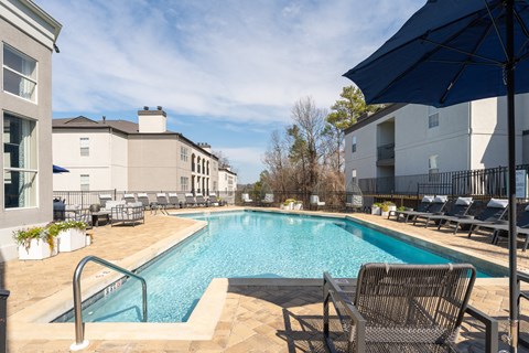resort style pool and lounge chairs resort style pool and lounge chairs at WildForest Apartments, Birmingham, 35209