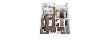 1x1 A 619 Sq. ft (Haven) Renovated Floor Plan at Terraces at Town Center, Jacksonville, FL, 32256