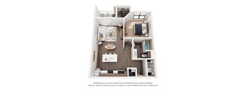 1x1 C 763 sq.ft (Oasis) Floor Plan at Terraces at Town Center, Jacksonville, FL, 32256