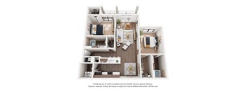 2x2 A 1094 sq.ft (Lounge) Renovated Floor Plan at Terraces at Town Center, Jacksonville, FL, 32256