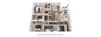 2x2 B 1193 sq.ft (Retreat) Floor Plan at Terraces at Town Center, Jacksonville, FL, 32256