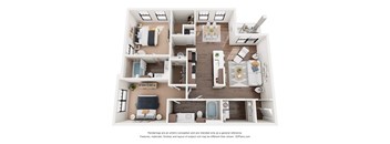 2x2 C 1203 sq.ft (Harbor) Floor Plan at Terraces at Town Center, Jacksonville, FL, 32256