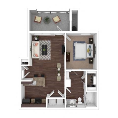 1 Bed 1 Bath Floor Plan at Pecan Springs, Texas