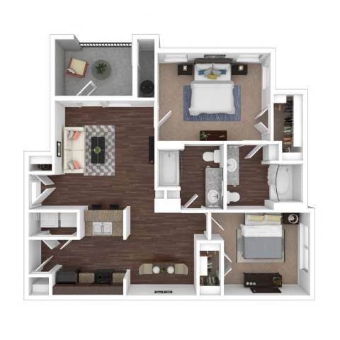 2 Bedroom Floor Plan at Pecan Springs, San Antonio Texas