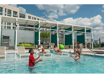 Swimming Pool with Lounge Chairs at The Pearl, Silver Spring