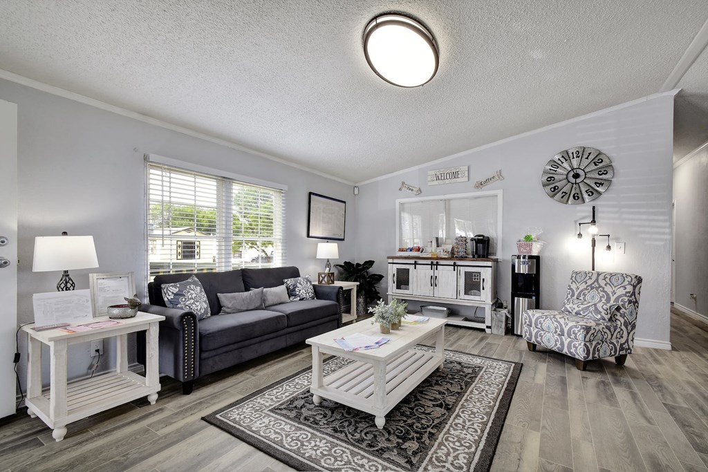 Wood Floor Living Room at Valley Ridge, San Antonio, TX, 78242