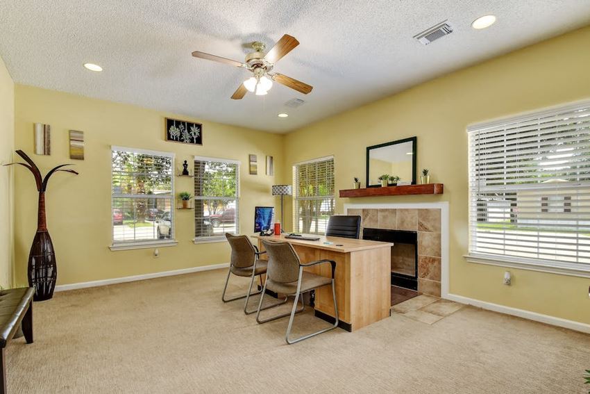 a home office with a fireplace and a ceiling fan a home office with a fireplace and a ceiling fan - Photo Gallery