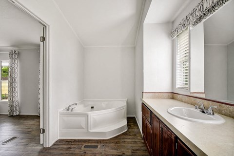 Tub inside restroom at Forest Vista, La Porte, Texas