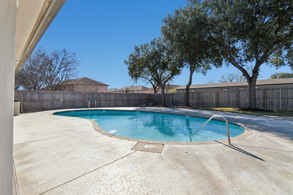 A small pool with a concrete floor and a concrete wall.