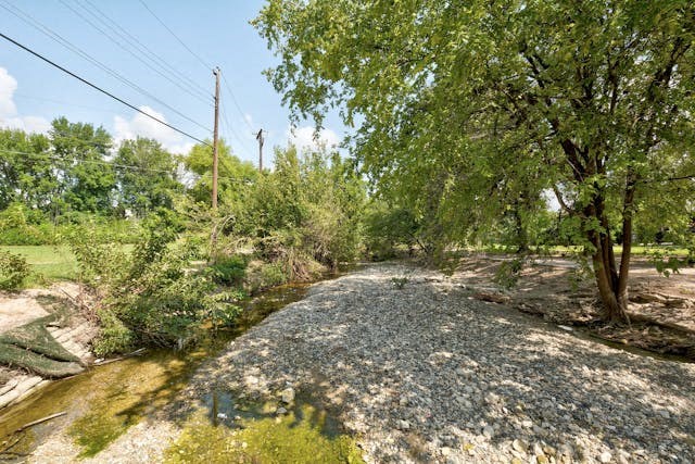 a creek with trees on the side of it