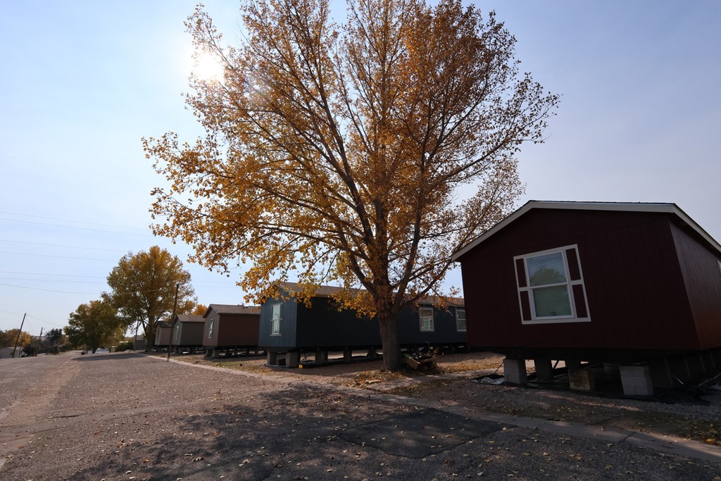 a row of tiny houses on the side of a road at Country Lane, Cheyenne
