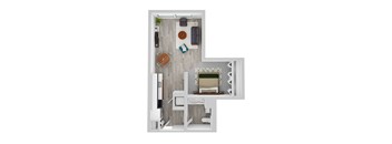 1 Bed B Floor Plan at Noca Blu, Chicago, Illinois