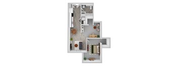 1 Bed C Floor Plan  at Noca Blu, Chicago, IL, 60647