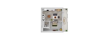 1 Bed D Floor Plan at Noca Blu, Chicago, Illinois