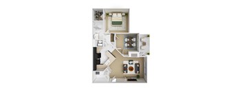 a floor plan of a home with a bedroom and a living room