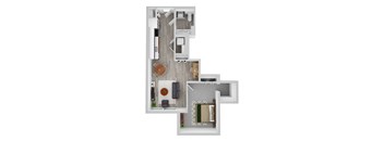 1 Bed J Floor Plan at Noca Blu, Illinois