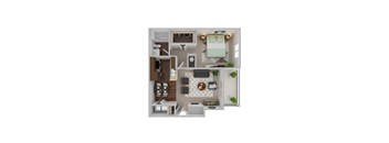 one bedroom floor plan at The Bradford at Easton luxury apartments in Columbus, Ohio