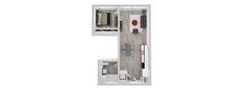 1 Bed H Floor Plan at Noca Blu, Chicago, Illinois