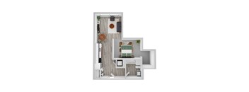 1 Bed I Floor Plan  at Noca Blu, Chicago