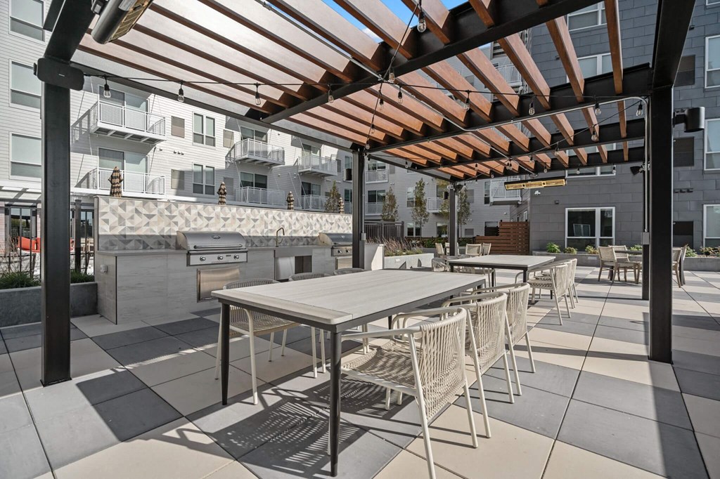 Community Patio at The Hallon Apartments, Hopkins, Minnesota, 55343