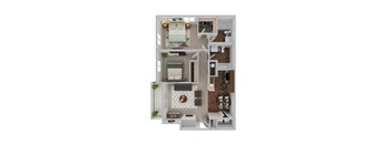 two bedroom floor plan at The Bradford at Easton luxury apartments in Columbus, Ohio