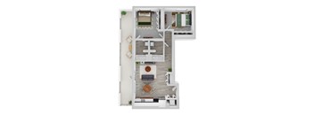 2 bed C Floor Plan  at Noca Blu, Chicago