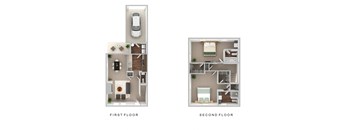 two bedroom townhome floor plan at The Bradford at Easton luxury apartments in Columbus, Ohio