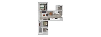 2 Bed H Floor Plan  at Noca Blu, Chicago, Illinois