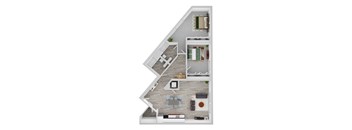 2 bed D Floor Plan  at Noca Blu, Illinois