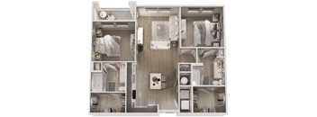 2 Bed 2 Bath 1009 sq ft  Floor Plan at The View on Collins, Lansing, MI