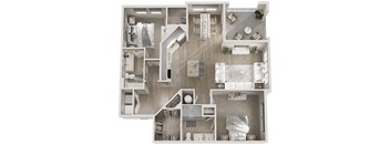 2 bedroom 2 bath 1234 sq ft Floor Plan at The View on Collins, Lansing, Michigan