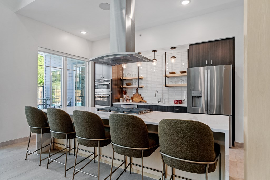 Resident clubhouse kitchen at The Lodge at Overland, Rochester, MN