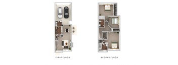 three bedroom townhome floor plan at The Bradford at Easton luxury apartments in Columbus, Ohio
